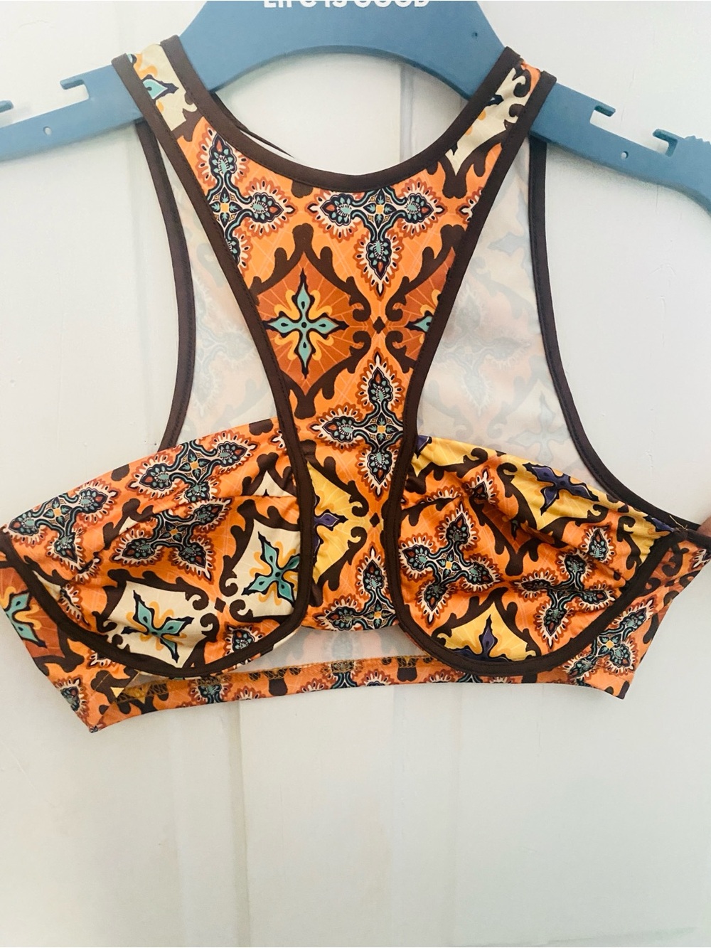 SHEIN Orange Mosaic Print Crop Top